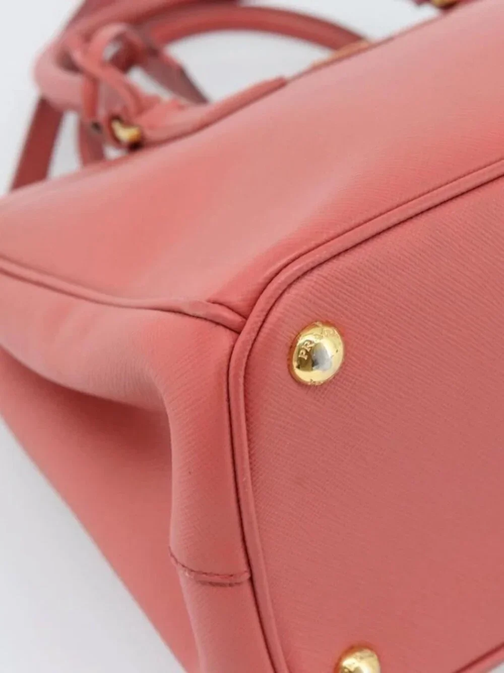 PRADA Galleria Hand Bag Safiano Leather 2way Pink Gold Auth